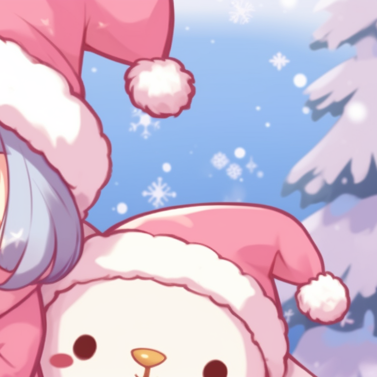 Two characters near a fireside, warm colors and comforting Christmas aura. unforgettable matching my melody christmas profile pictures pfp for discord.