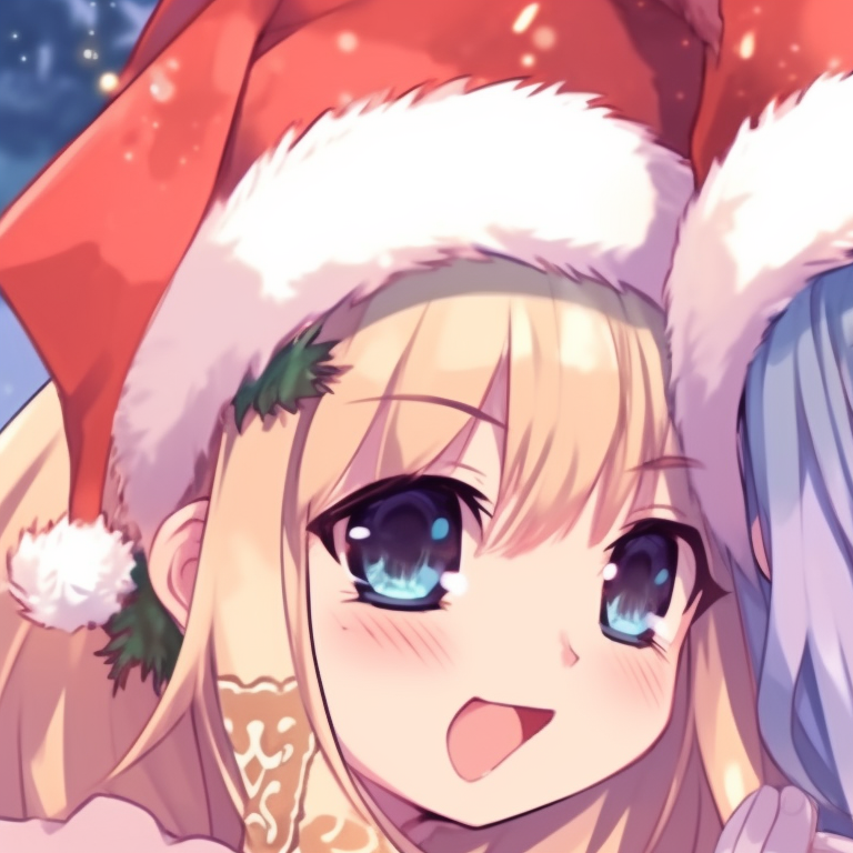 Two anime characters building a snowman, subtle shading and frosty color palette. gorgeous matching christmas pfp anime pfp for discord.