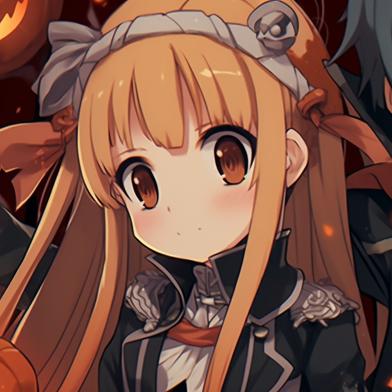 Romantic depiction of Kirito and Asuna under a Halloween moon, subtle shades and gentle lighting. kirito and asuna matching halloween pfp pfp for discord.