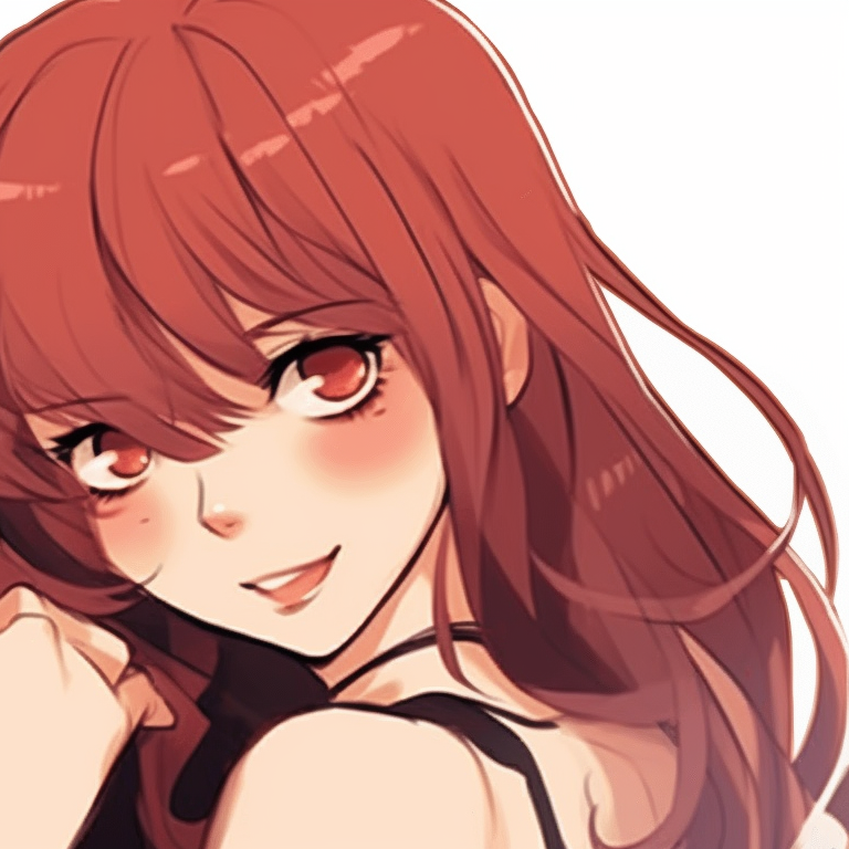 Two characters,in vibrant colored outfits, sitting back-to-back, heads tilted toward each other. endearing matching couple pfp pfp for discord.