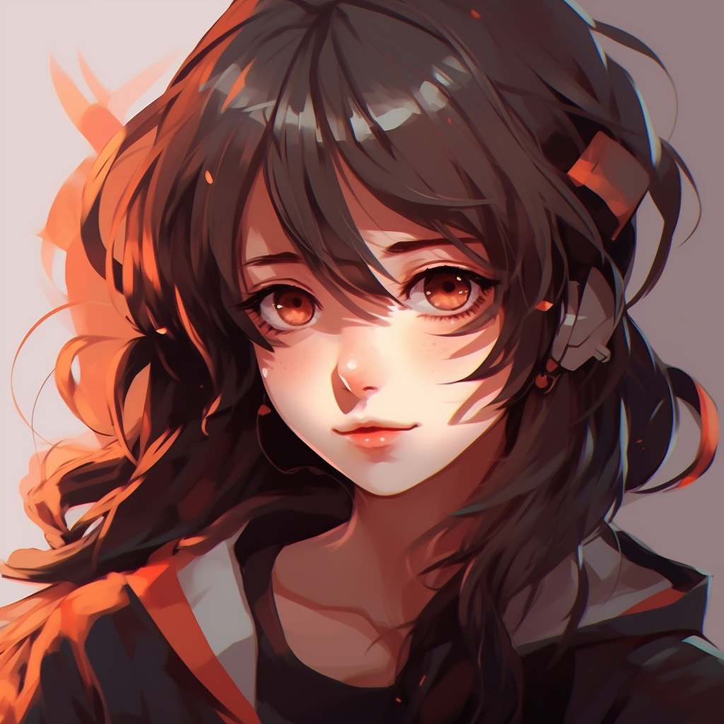 Anime girl art focusing on shadows and highlights, fine lines and rich colors modern girl anime pfp