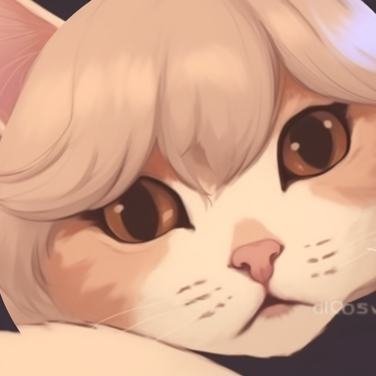 Close-up of two characters, one with a butterfly on its nose, warm colors and softly hinted fur patterns. cute cat illustration matching pfp pfp for discord.