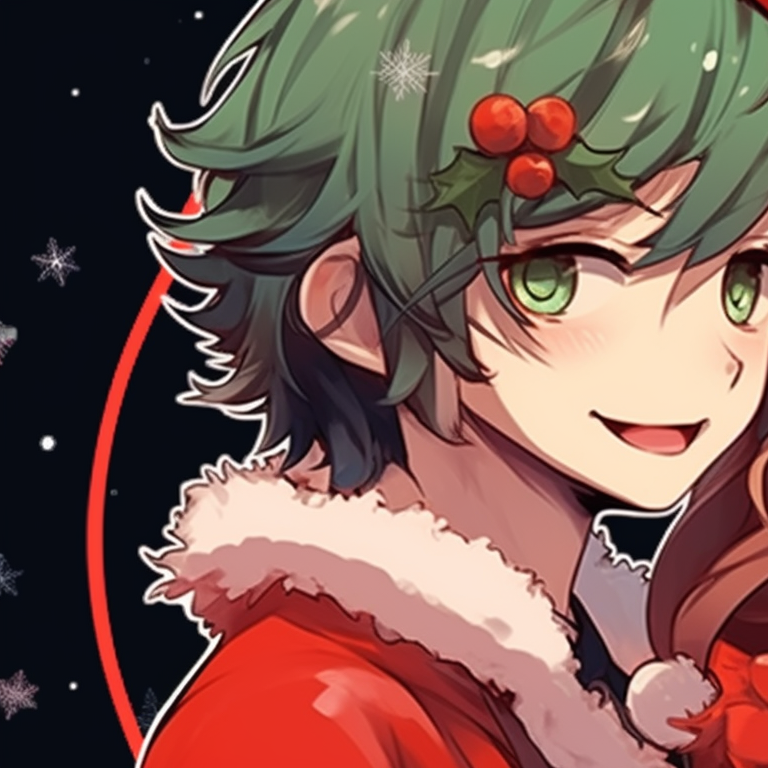 Two characters in a snowy landscape, cool color palette and detailed snowflakes. cool christmas matching discord pfp inspiration pfp for discord.