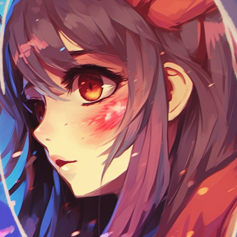 Two characters' eyes meeting, emphasis on sparkling effects, vibrant colors. best anime matching pfp couple pfp for discord.