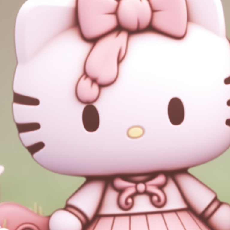 Two Hello Kitty characters, mild pink tone and cute style, sitting together. matching hello kitty pfp for partners pfp for discord.