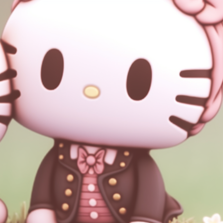 Two Hello Kitty characters, mild pink tone and cute style, sitting together. matching hello kitty pfp for partners pfp for discord.