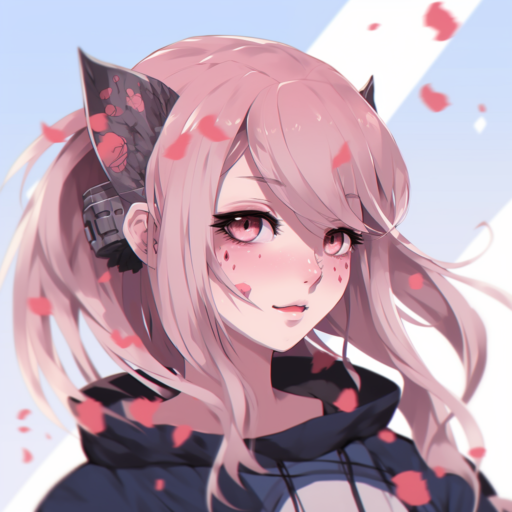 Sakura set against a backdrop of cherry blossoms, soft pastel tones. pfp anime girls anime pfp