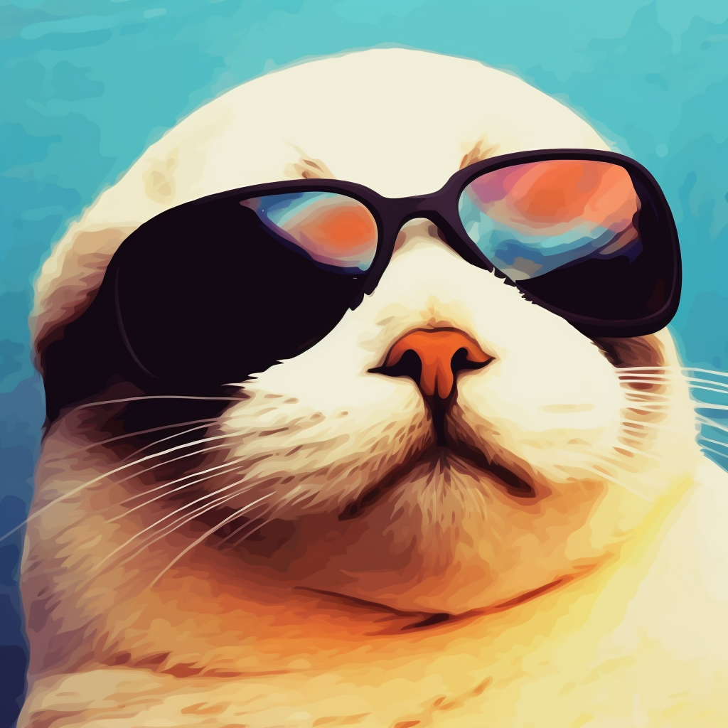 A penguin donning sunglasses, using sleek lines and bold colors. humorous animal pfp