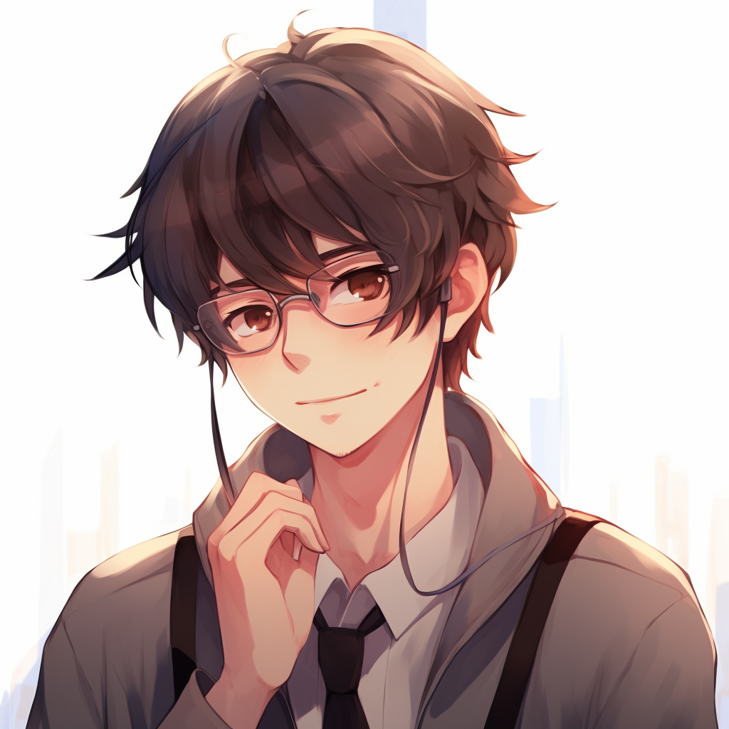 Serene-looking anime guy, soft color gradients and relaxed expression. trendy anime guy pfp