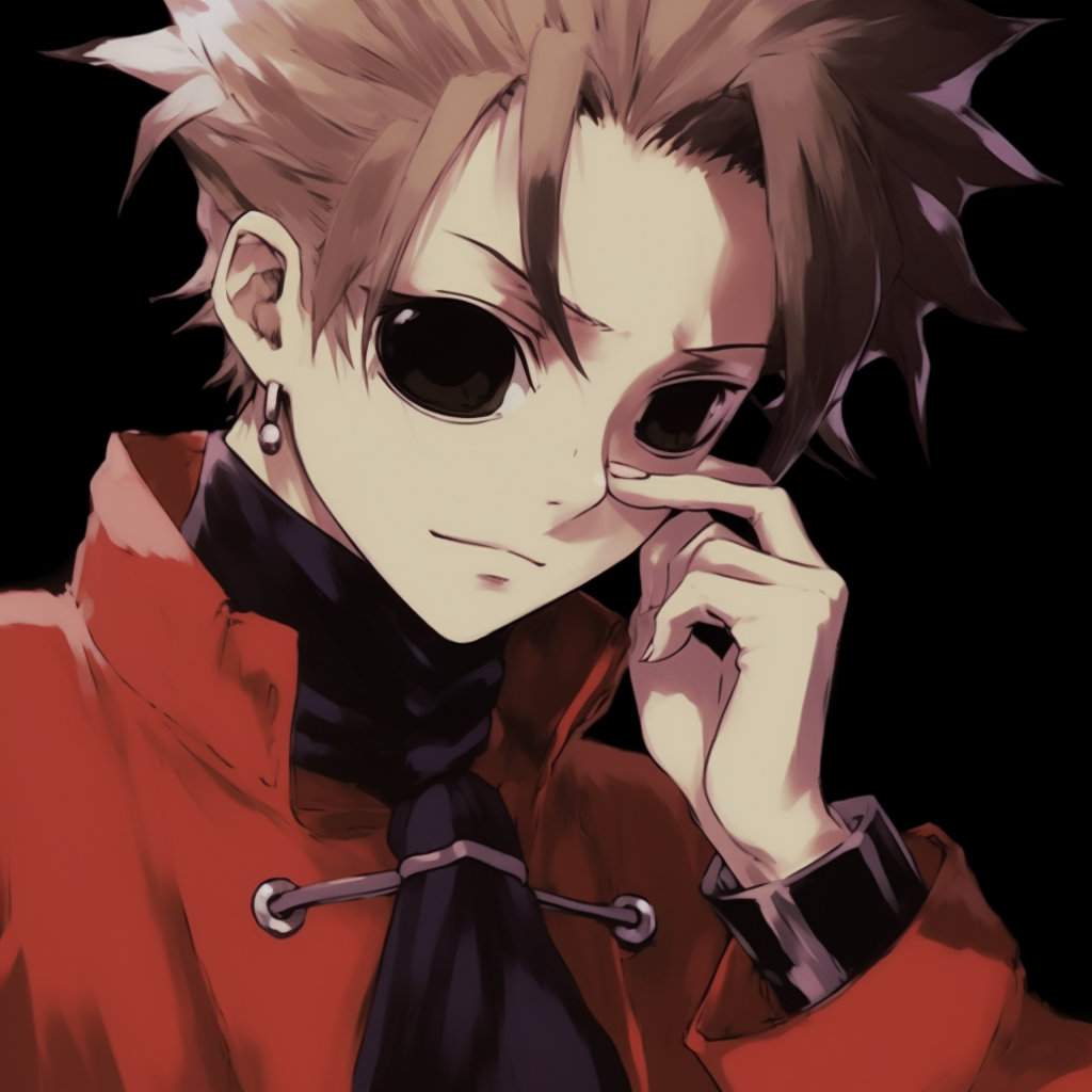 Vash holding his silver revolver, characterized by the unique mechanical design and sharp details. unseen y2k anime pfp