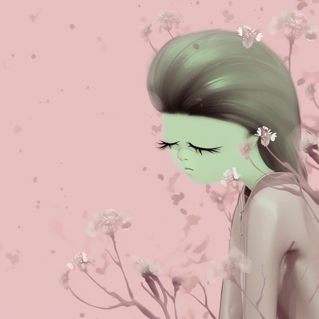 Sakura with cherry blossom motifs, soft pastel tones and minimalistic design. aesthetic pfp for school pfp for discord.