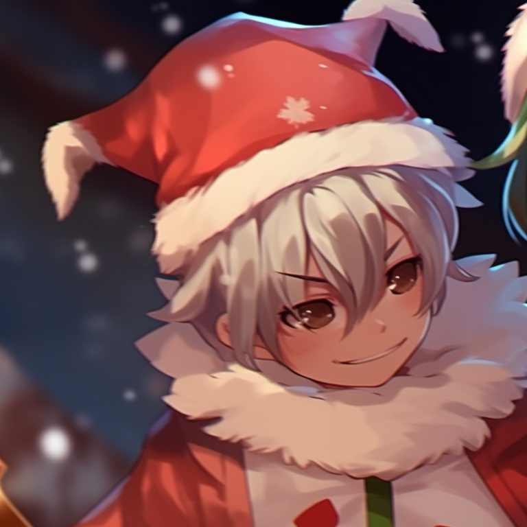 Two characters in elf costumes, vibrant colors and playful expressions, holding hands. ideal couples matching christmas pfp pfp for discord.