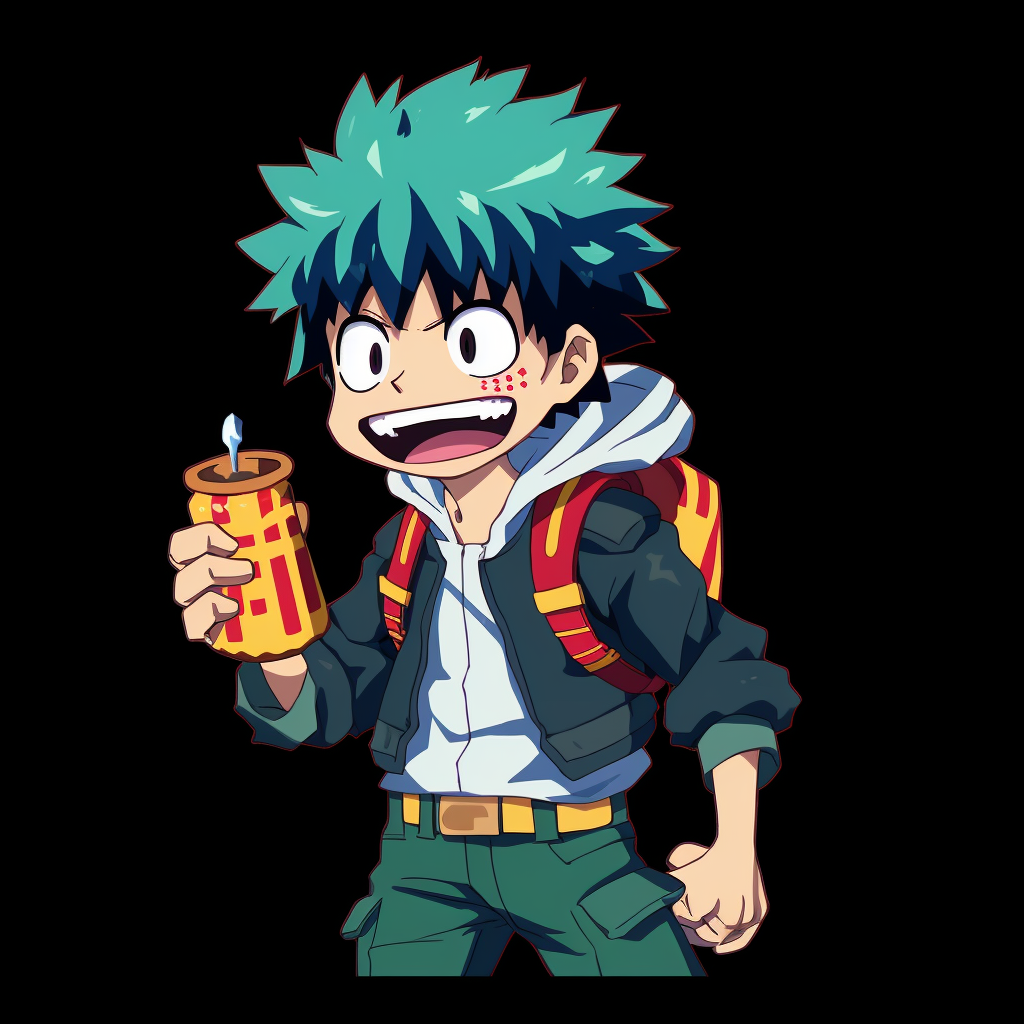 Close-up of Deku, high definition outlines and intense eyes. highest rated animated pfp