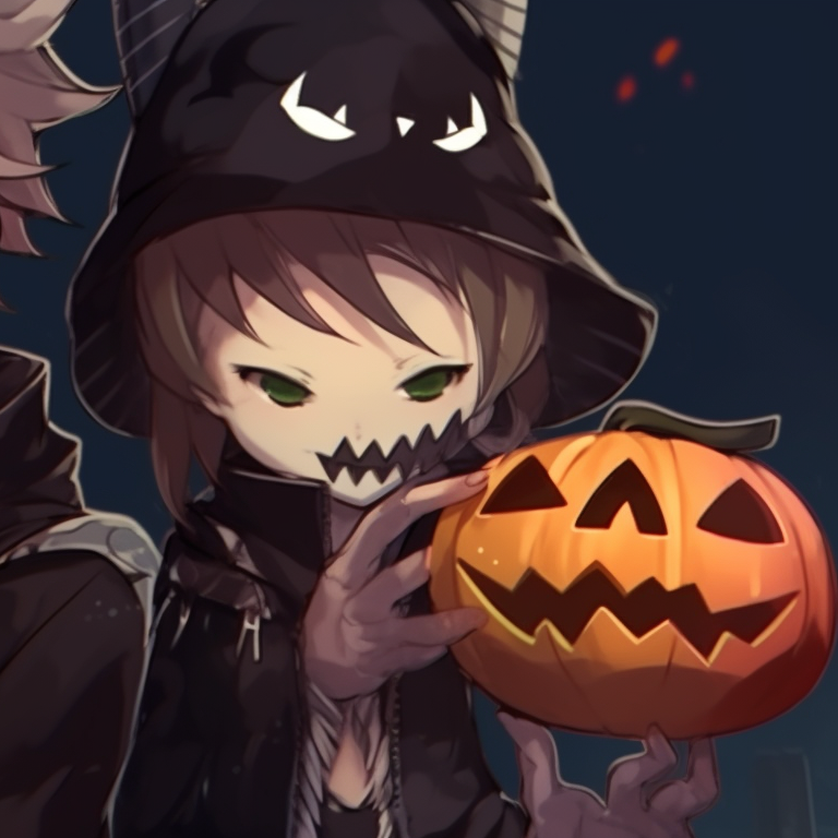 Two characters in ghoulish attire, symmetrical composition and soft yet creepy illumination. spooky boys match pfp halloween night pfp for discord.