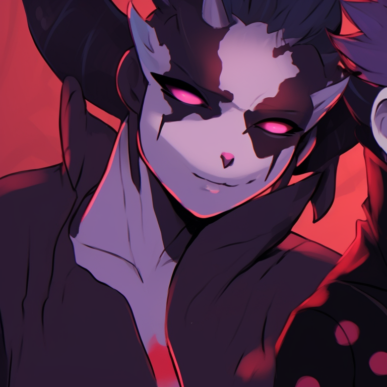 Stolas and Blitzo amidst tombstones, deep blues and blacks, hints of moonlight illuminating faces. helluva boss halloween matching pfps pfp for discord.