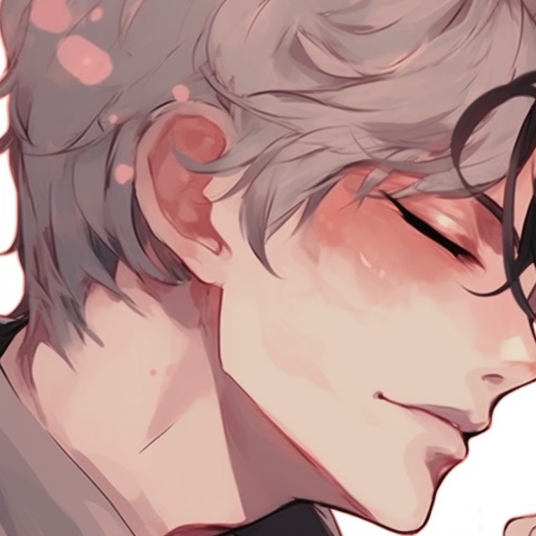 Two characters, contrasting colors and bold contours, holding hands with a meaningful look exchanged. bl anime matching pfp pfp for discord.