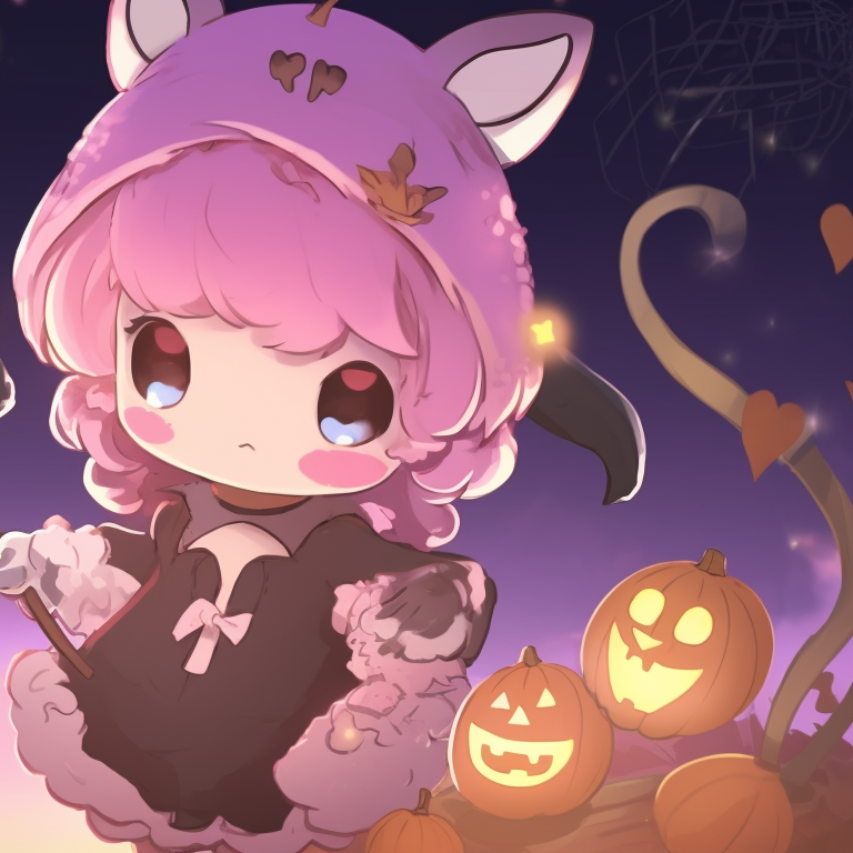 Two characters as squirrels, striking lines and autumn colors, collecting nuts together. pfp pair animal halloween theme pfp for discord.