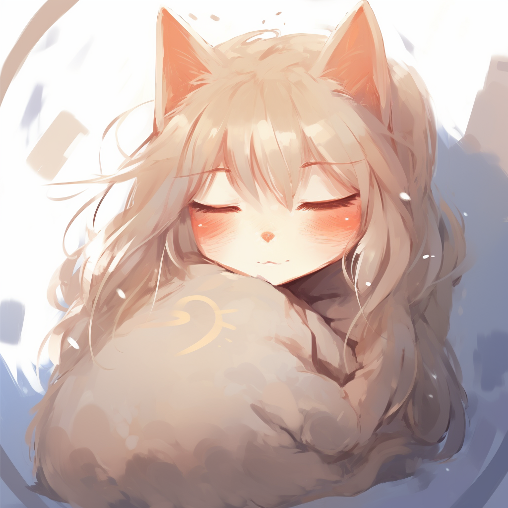 Adorable bunny sleeping under a tree, pastel colors and detailed foliage. relaxing cute pfp anime