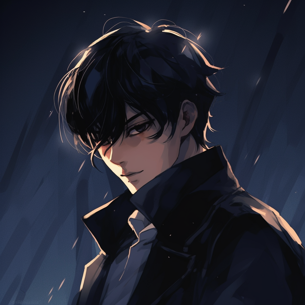 Intriguing male anime character rendered in monochrome; captivating depth in grayscale. dark anime male pfp pfp for discord.
