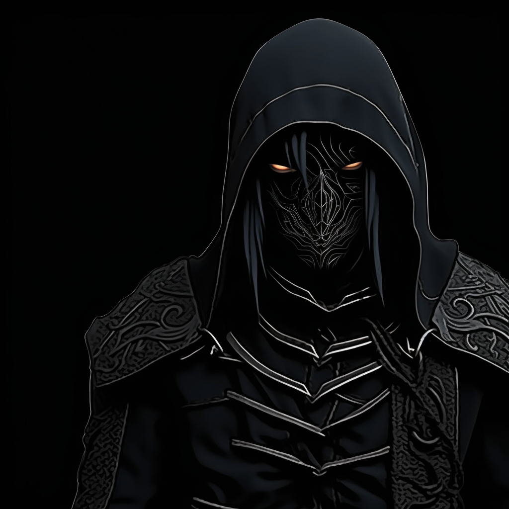 A lone warrior against a dark backdrop, highlighting an intense and mysterious vibe. illustrated dark aesthetic pfp pfp for discord.