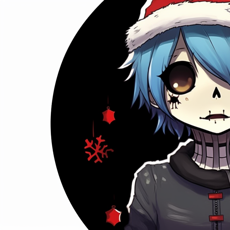 Two punk profiles, Christmas lights wrapped around their midriff, strong contrast between the characters' outfit and festive lights. grunge trend matching christmas pfp punk pfp for discord.