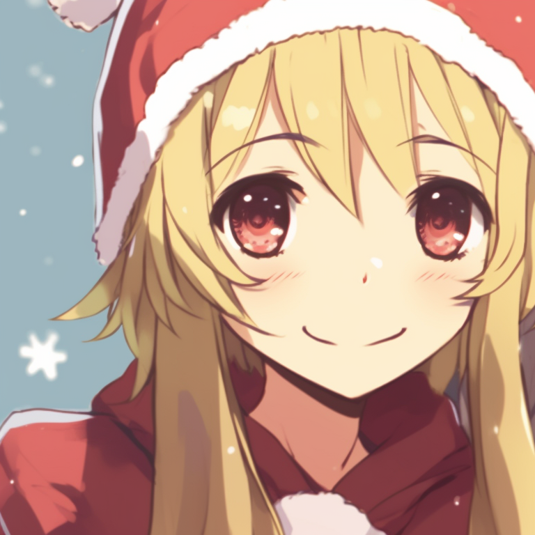 Two characters under a twinkling Christmas tree, glowing lights and peaceful expressions. trendy matching christmas pfp gif pfp for discord.