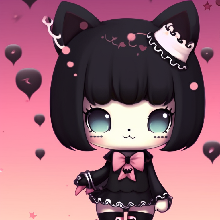 Close-up of Kuromi characters, Gothic style, with detailed accessories and Halloween motif. kuromi matching pfp halloween theme accessories pfp for discord.