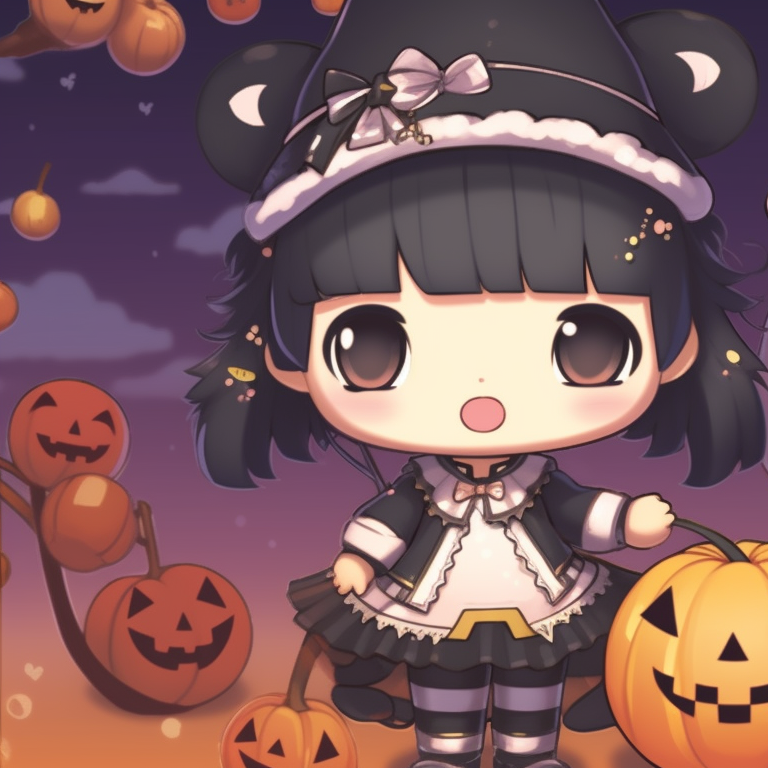 Kuromi characters with cute expressions, ominous background, predominate use of greys. kuromi matching pfp halloween theme outfits pfp for discord.