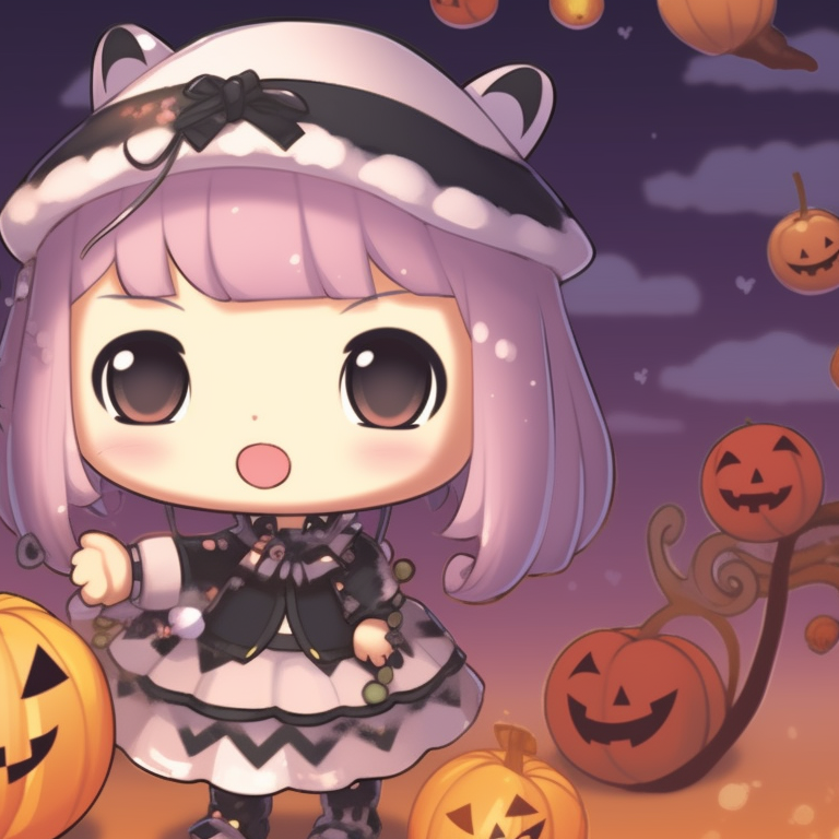 Kuromi characters with cute expressions, ominous background, predominate use of greys. kuromi matching pfp halloween theme outfits pfp for discord.
