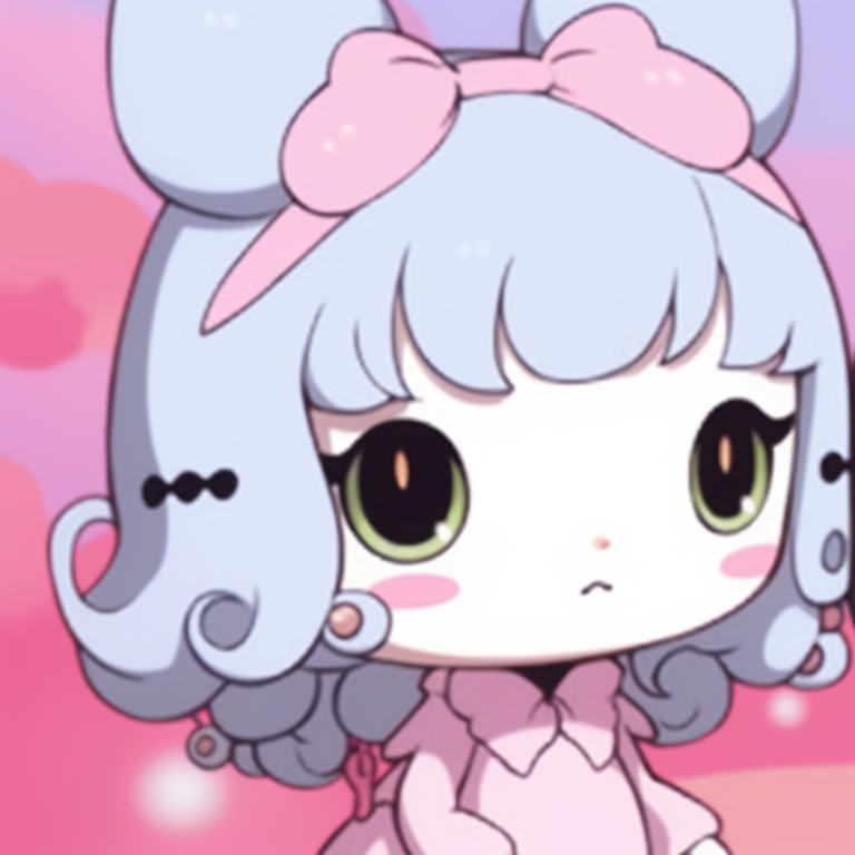 My Melody and Kuromi, soft lines and blushy cheeks, appearing to chit-chat. kawaii my melody and kuromi matching pfp for friends pfp for discord.