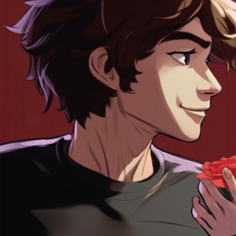 Two characters in dynamic poses, bold colors and sharp lines, web design elements. story behind miles and gwen matching pfp pfp for discord.