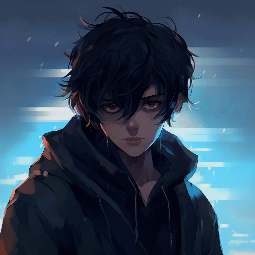 Dark angel anime character, detailed wings and metallic accents. dark anime guy pfp styles pfp for discord.