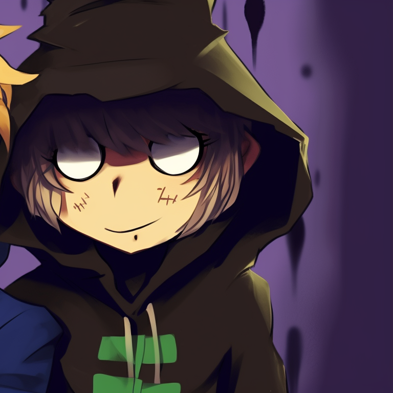 Tweek and Craig, gothic attire, bold lines and stark contrasts. south park tweek and craig spooky theme pfp for discord.