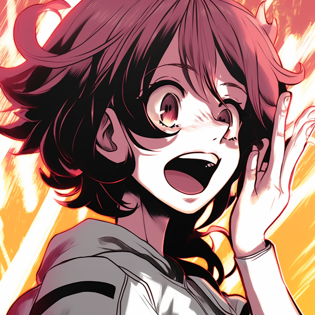 Action shot of Uraraka, displaying dynamic composition and bold lines. anime manga pfp for girls