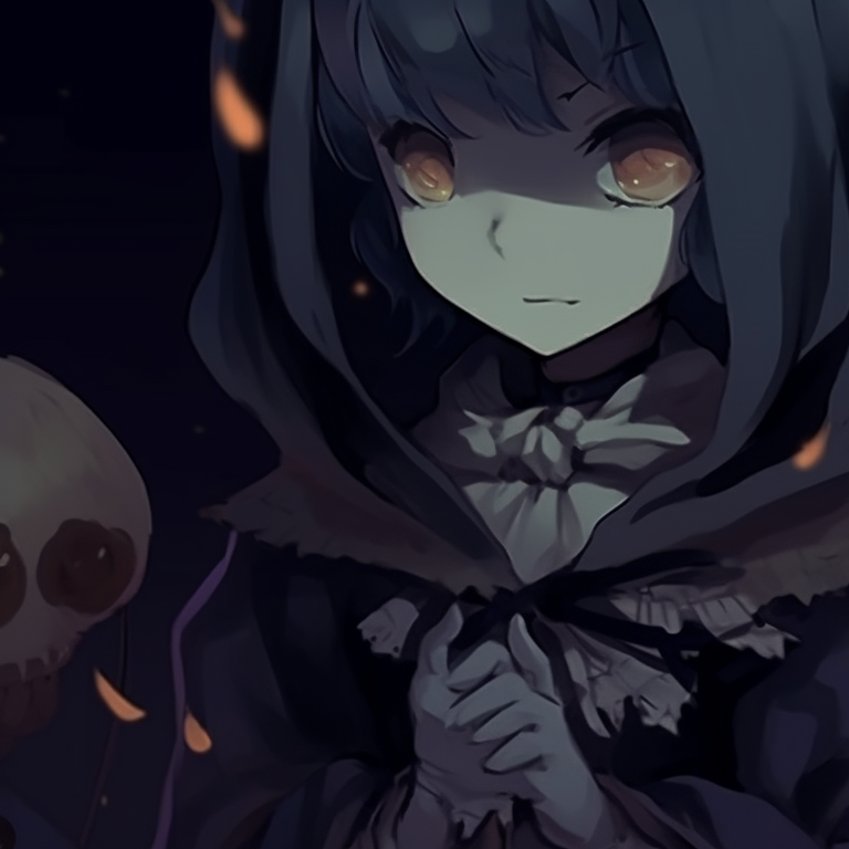 Two friends in matching Halloween outfits, playful design and bright colors. halloween pfp themes pfp for discord.