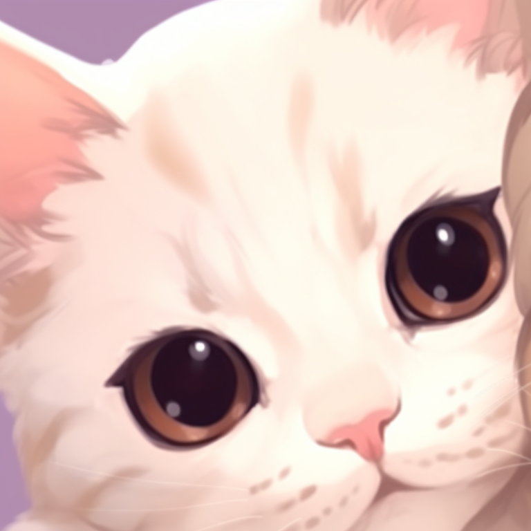 Two playful characters, one batting at a dangling thread, vibrantly colored furniture in the background. cute cat illustration matching pfp pfp for discord.