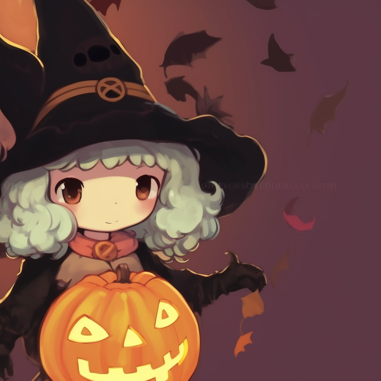Two witch characters casting a spell, moody colors and magical details. halloween inspired cute pfp matching theme pfp for discord.