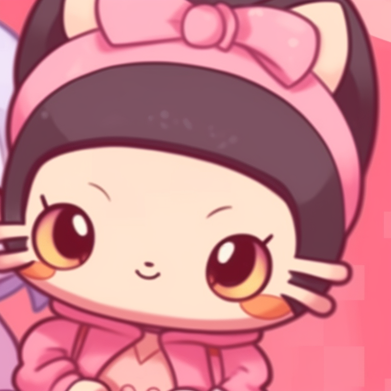 Close-up of Hello Kitty characters, high contrast and fine features. cute matching hello kitty pfp pfp for discord.