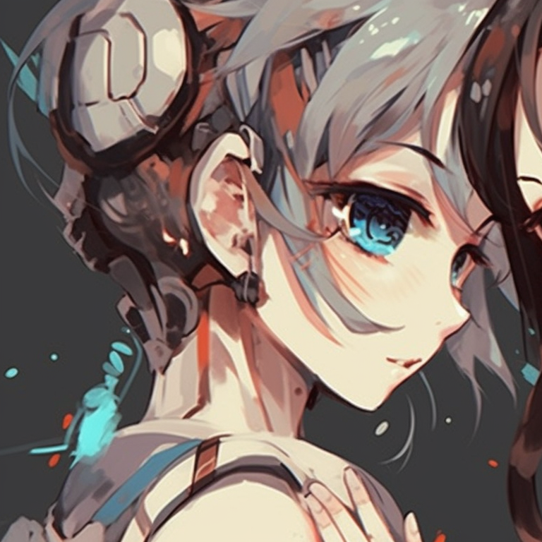 Two characters in traditional tea-serving outfits, soft colors with focused lighting, one pouring tea and another sipping. classic anime matching profile pictures for friends pfp for discord.