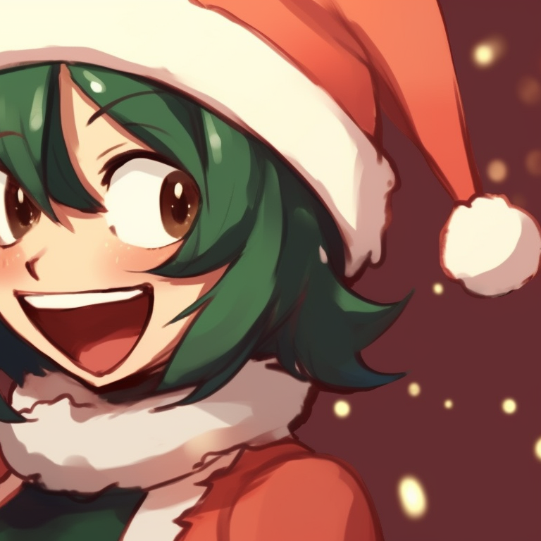 Two characters in cold-weather hero costumes, rich colors and detailed linework. my hero academia christmas pfps for monica pfp for discord.