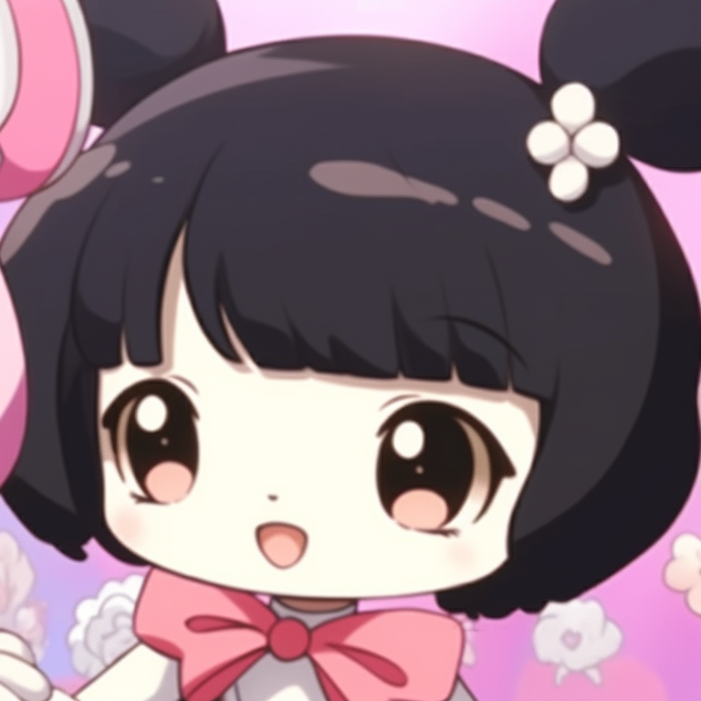 My Melody and Kuromi, sweet pastel color scheme, standing back-to-back with matching bows. perfect my melody and kuromi matching profile pictures pfp for discord.