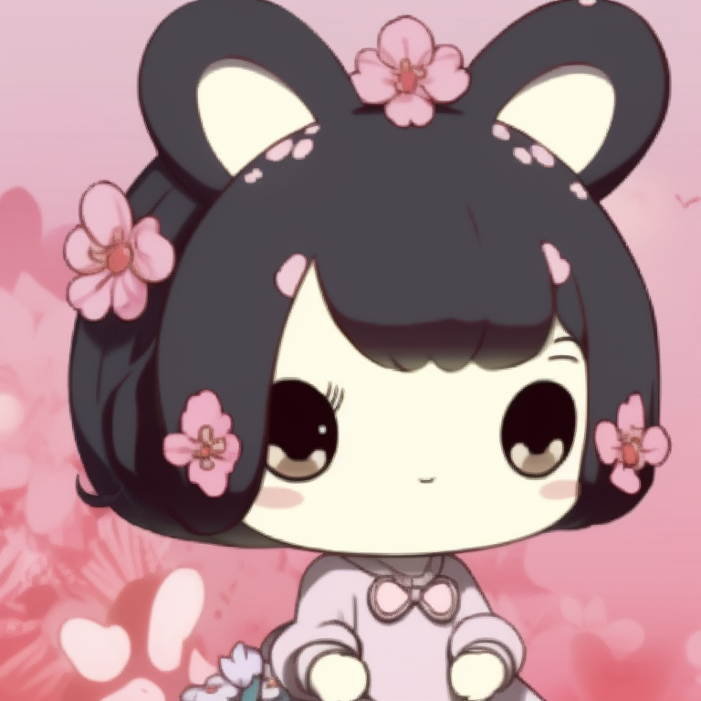 My Melody and Kuromi in their signature colors, intense and contrasting, with dreamy expression. my melody and kuromi matching aesthetic pfp pfp for discord.