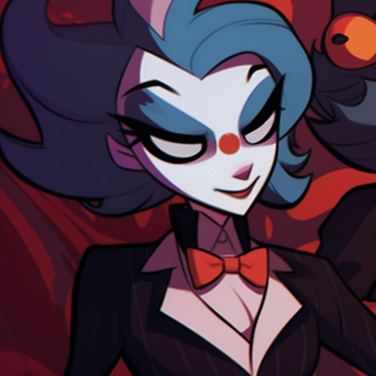 Moxxie and Millie under the mistletoe, festive clothing and warm hues, interlocking gazes. creative helluva boss moxxie and millie pfp pfp for discord.