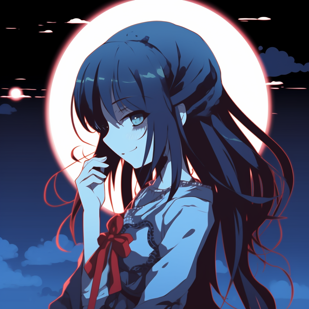 Mitsuki highlighted by moonlight, minimalistic color palette and fine details. pfp anime girls anime pfp