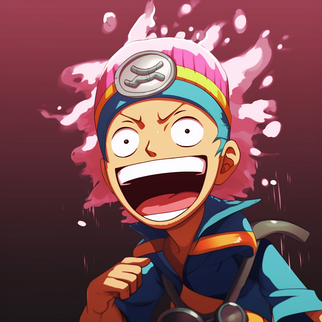 Close-up of Chopper with a funny face, high contrast and bold outline. laugh with anime pfp pfp for discord.