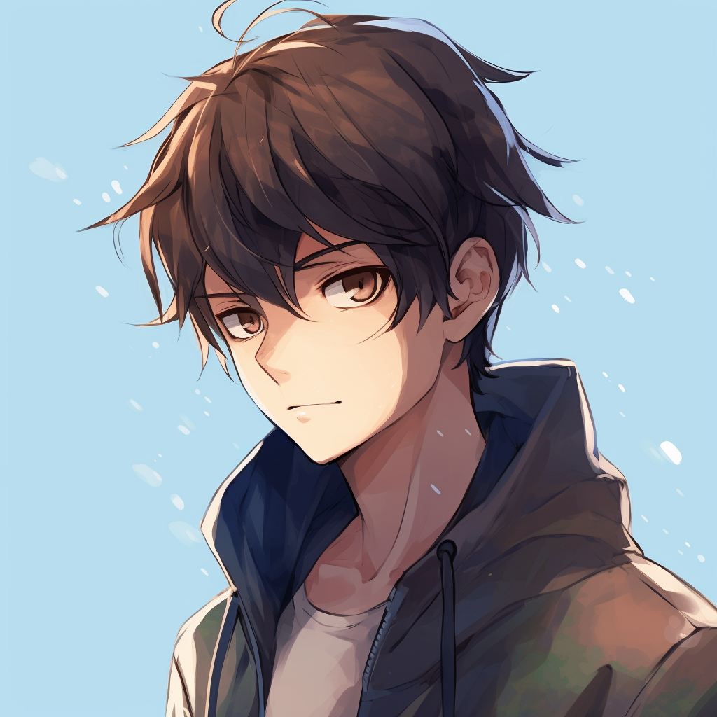 Anime guy with an enigmatic smile, character-focused composition and fine details. unique anime guy pfp