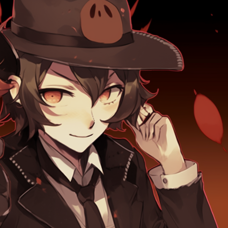 Dazai and Chuuya in detective outfits, with Halloween-themed accessories and a dark, moody color palette. dazai chuuya halloween pfp pfp for discord.