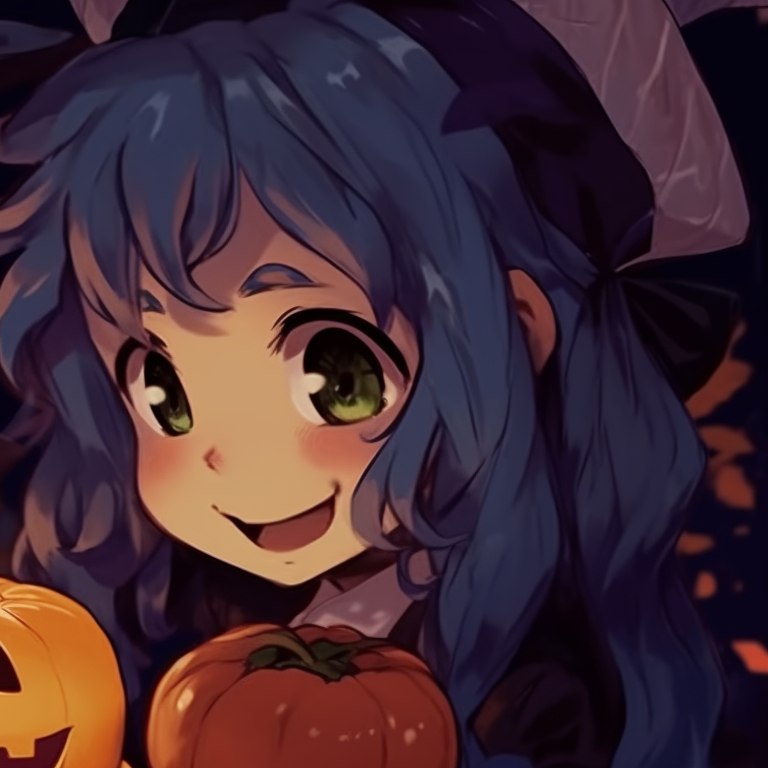 Two characters standing by a cornucopia, rustic charm and symbols of harvest. thanksgiving style halloween matching pfp for duo pfp for discord.