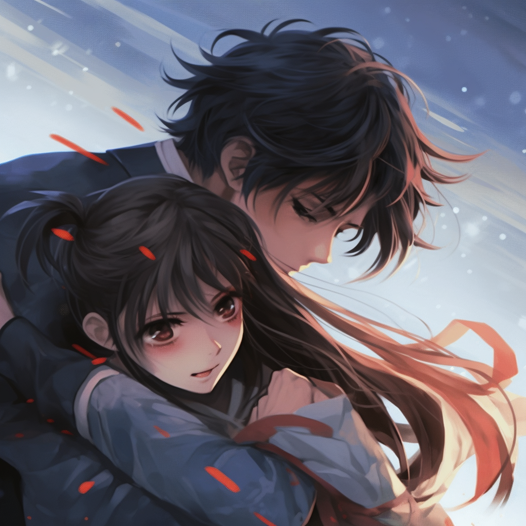 Warrior couple attack together, high-energy composition and vivid colors. dramatic scenes couple anime matching pfp pfp for discord.