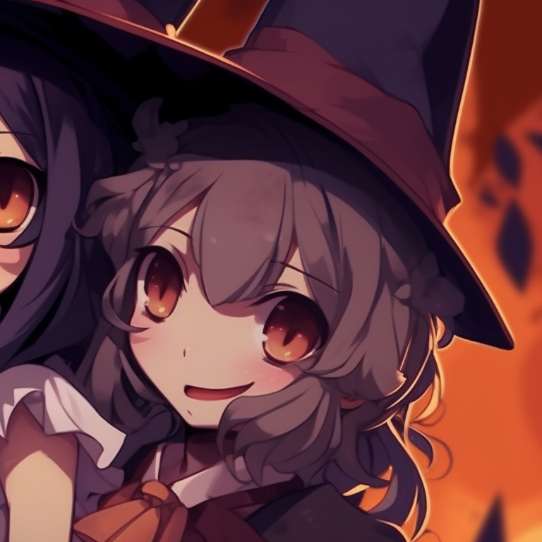 Two girl characters in ghost costumes, white color scheme and slight transparency. anime theme matching couples pfp for halloween pfp for discord.